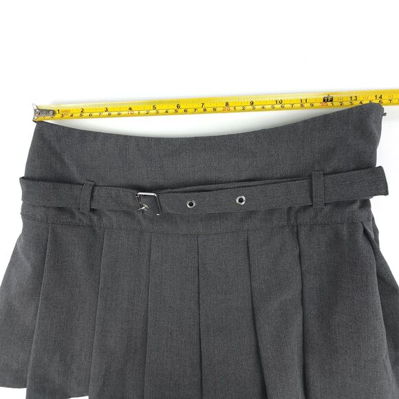 NEW Zara 90s Box Pleated Belted Micro Mini Skirt Skort Low Rise Gray Academia XS - Picture 4 of 9
